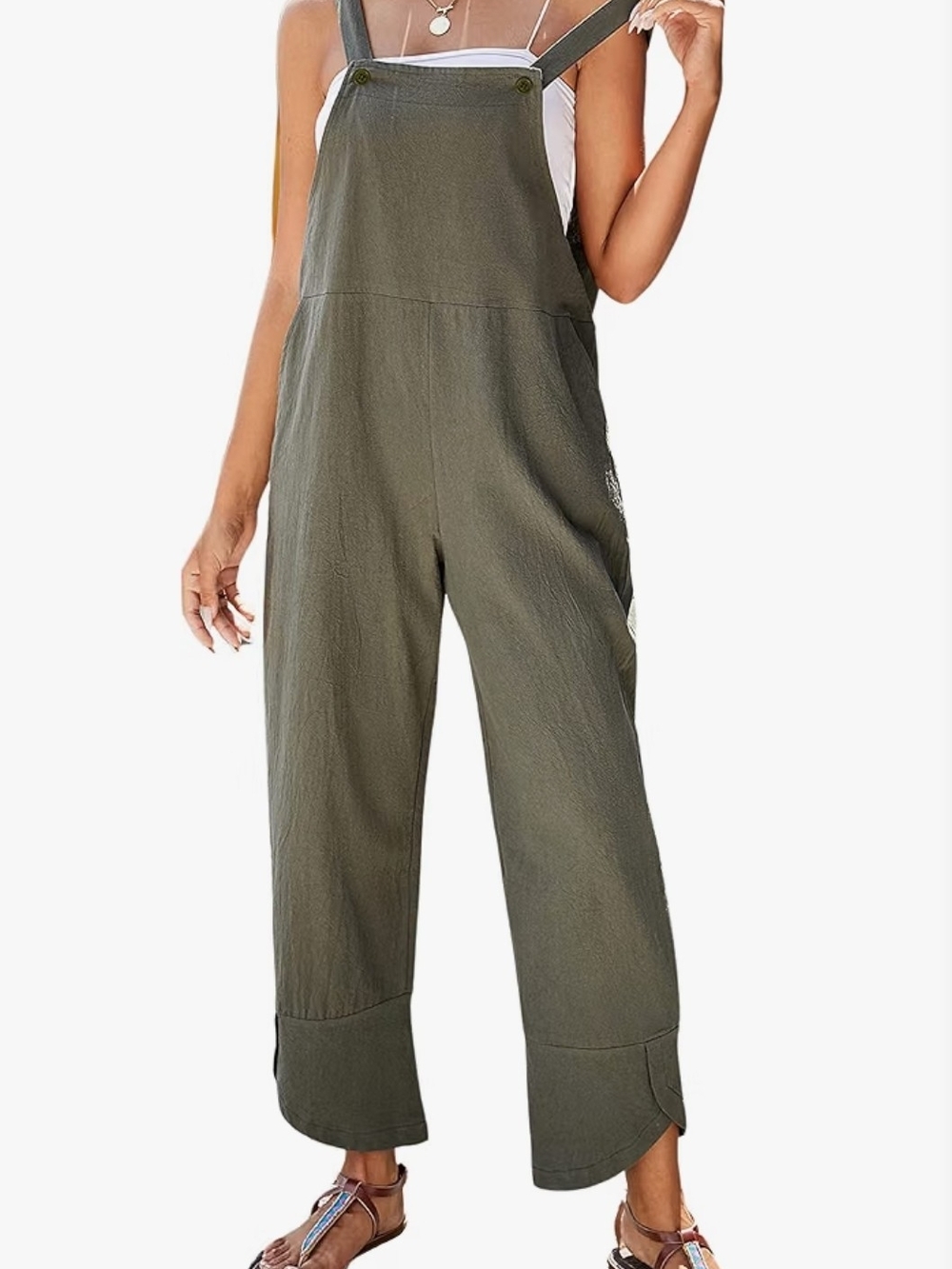 Women Summer Sleeveless Cotton  Bib Overalls Tulip Baggy
